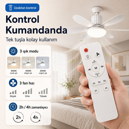 Kumandalı Tavan Vantilatörü LED Ampul