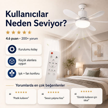 Kumandalı Tavan Vantilatörü LED Ampul